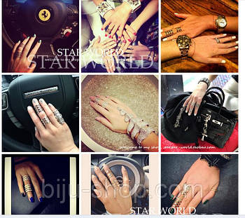 Бандажні кільця Repossi (аналог) 4 смужки з камінням