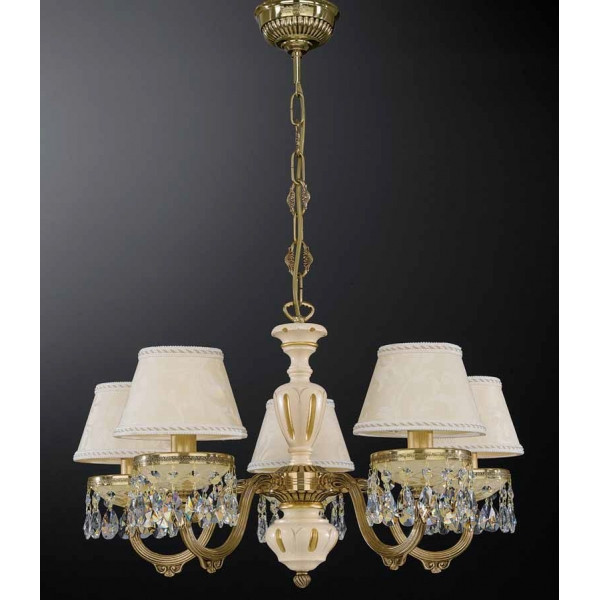 Люстра RECCAGNI ANGELO L 6716/5 золото/дерево/тканина/кришталь