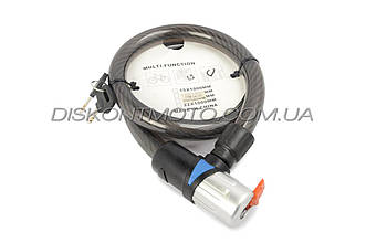 Замок на колесо (трос 1000*22mm) (з ключем) (чорний) BDRK