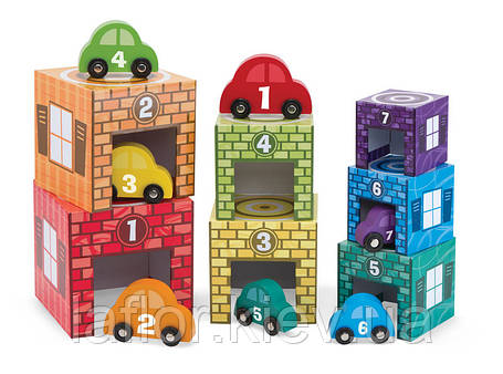 Іграшка для хлопчика ТМ Melissa&Doug Набір блоків-кубів Автомобілі та гаражі, фото 1
