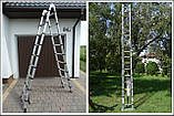 Драбина телескопічна алюміній 5.6 м + стабілізатор, фото 6