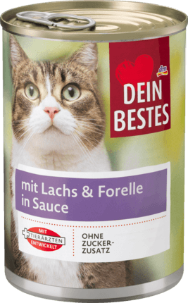 М'ясне рагу для кішок Dein Bestes mit Lachs & Forelle, 400 гр.