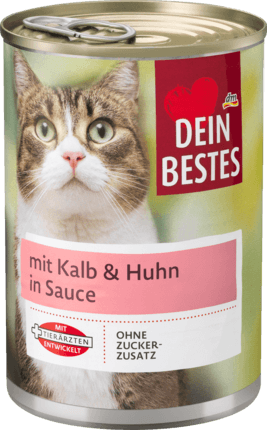 М'ясне рагу для кішок Dein Bestes mit Kalb & Huhn, 400 гр