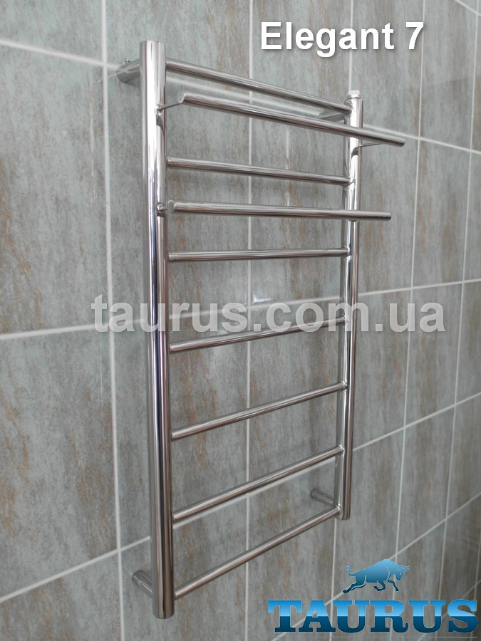 Практична сушарка для рушників із нж сталі з 2 полицями Elegant 7/висота 750. Прямі перемички d16. Ширина 400