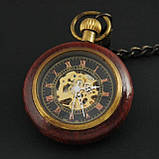 Годинник кишеньковий чоловічий у дерев'яному корпусі, фото 3