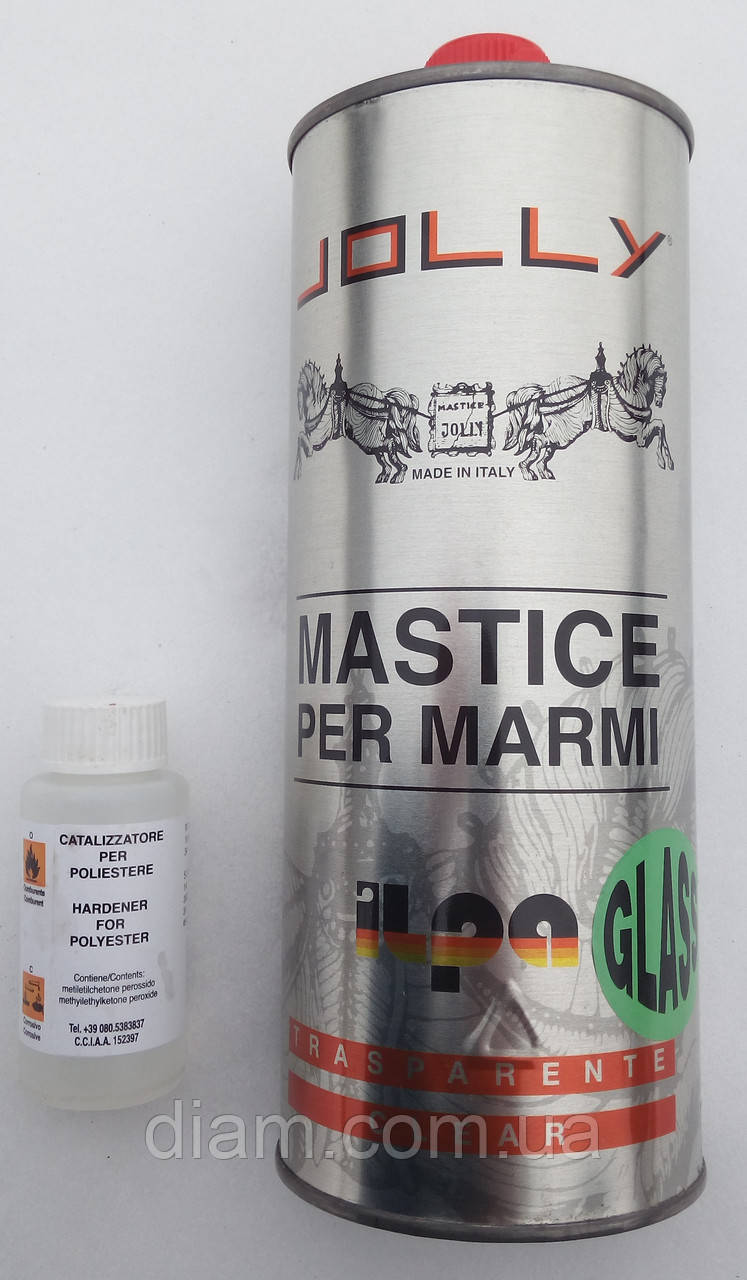 Клей-мастика жидкая для кварцита, гранита, мрамора, искусственного камня JOLLY GLASS 1 kg Италия - фото 1 - id-p574768258