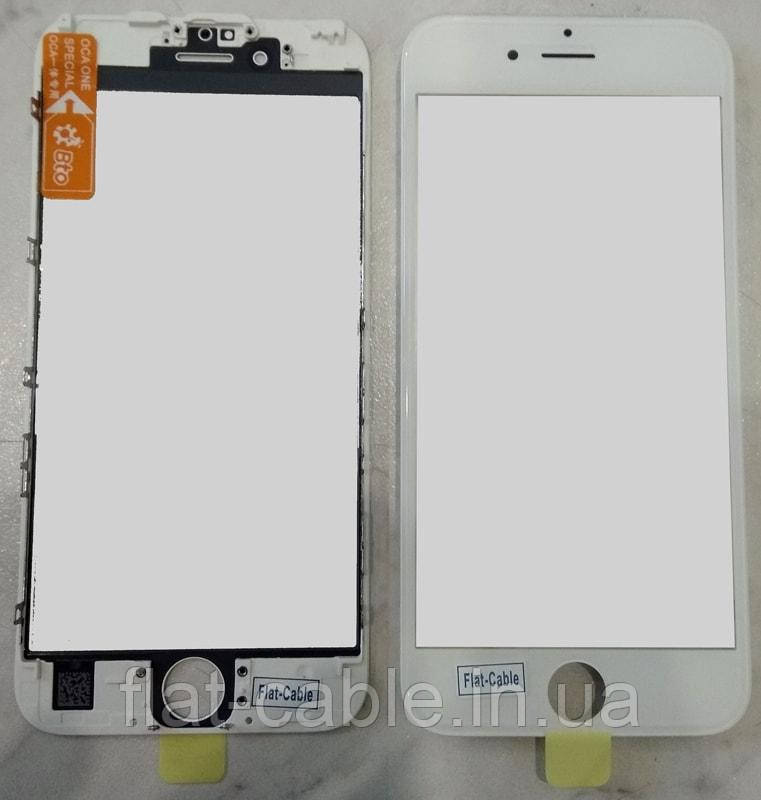 Скло iPhone 6s White (білий) оригінал із рамкою						