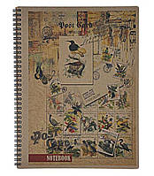 Зошит коледж-блок А4 на спіралі 96 аркушів, "KRAFT", тверда обкладинка, клітинка. BuroMax