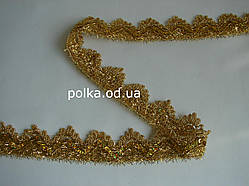 Золота тасьма "трикутник із паєтками"металева, ширина 3.5 см (1 уп-18м = 20 ярдів)