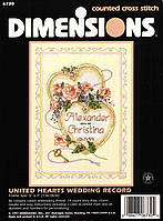 Набор для вышивания Dimensions 06730 Соединенные сердца United Hearts Wedding Record