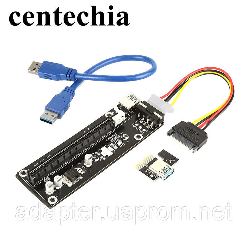 Переходник Rizer PCI-E 16x - 1х; VER003; USB 3.0 60см; Moolex 4pin - фото 1 - id-p574870362