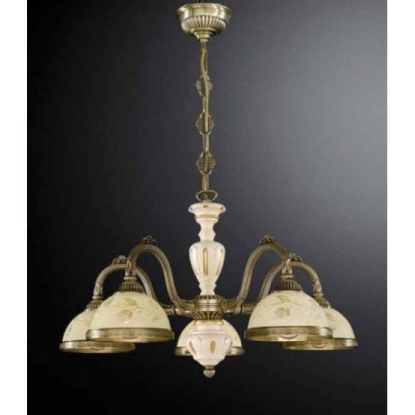 Люстра RECCAGNI ANGELO L 6808/5 бронза/скло/дерево