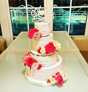 Кремовий весільний торт Пудра-Рожевий