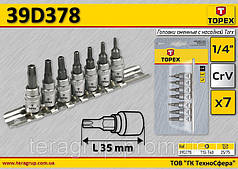 Набір головок змінних із насадкою Torx 1/4" — 7 шт., TOPEX 39D378