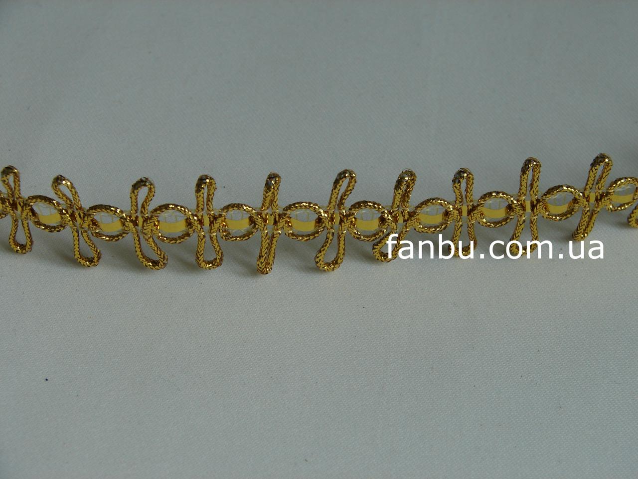Золотая тесьма "бабочки"металлизированная, ширина 1.8см(на разрез) - фото 1 - id-p575034428