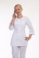 Однотонний білий медичний костюм коттон на кнопках розмір 40-60