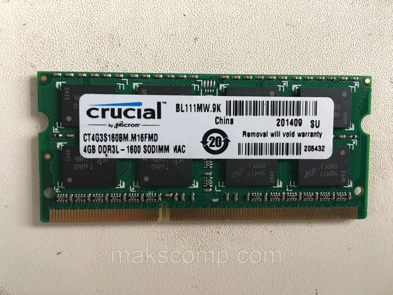 Пам'ять Crucial 4Gb So-DIMM PC3L-12800S DDR3-1600 1.35v (CT4G3S160BM.M16FMD)