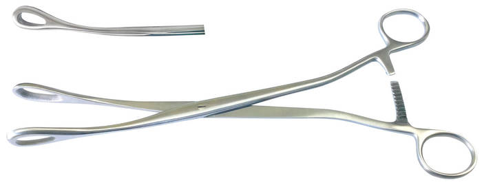 Купить Зажим гинекологический для абортов окончатый изогнутый, 270 мм ...