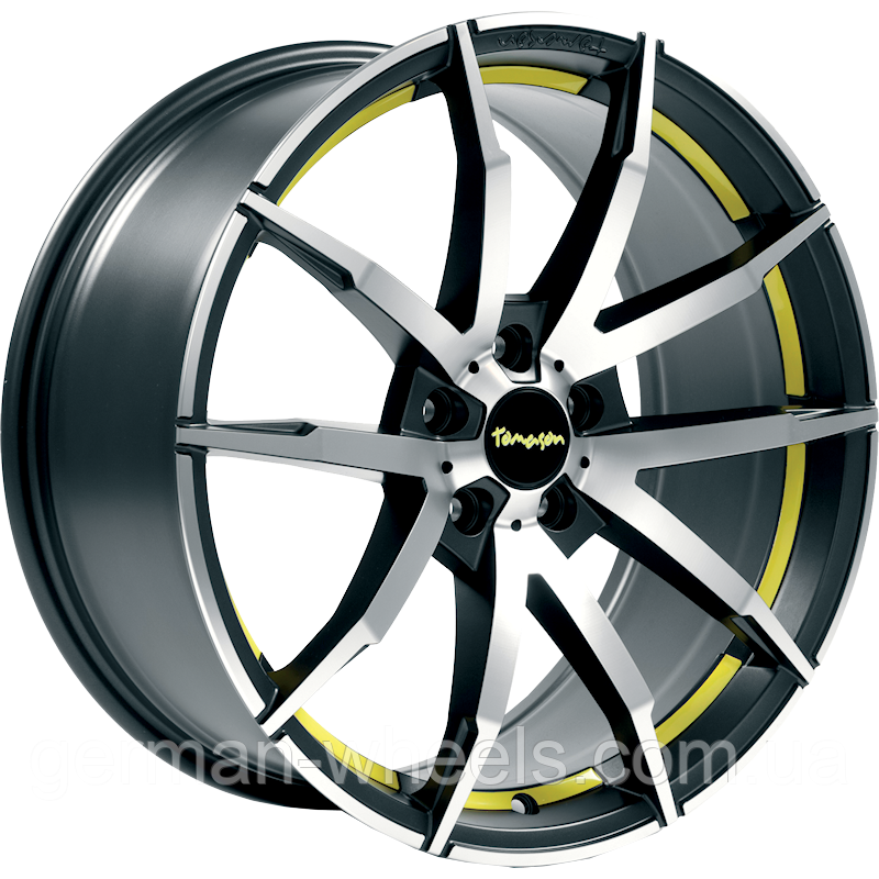 Диски від Tomason (Томасон) модель TN10 колір Gunmetal polished Yellow параметри 8,5J x 18" PCD 5 x 120 ET 35