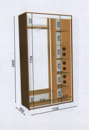 Шафа-купе 1100х600х2400 Влабі купити в Україні, фото 1