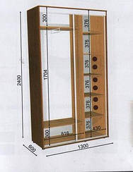 Шафа-купе 1300х600х2400 Влабі купити в Україні