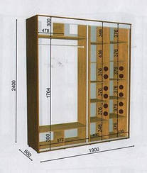 Шафа-купе 1900х600х2400 Влабі купити в Україні