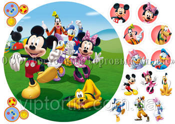 Друк їстівного фото — Ø21 см — Вафельний папір — Мікі Маус і його Друзі No11, фото 1