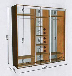 Шафа-купе 2300х600х2400 Влабі купити в Україні