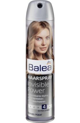 Balea Invisible Power Haarspray - Лак для волосся "Невидима сила", ступінь фіксації 4, (300 мл) Німеччина
