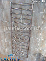 Висока вузька сушарка для рушників Classic 15 1550x400 мм із нержавіючої сталі з круглою дугоподібною перемичкою. 1/2