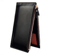 Мужское портмоне, бумажник с закрыванием на кнопке, черный цвет