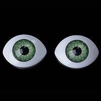 Очі для ляльок овальні "живі", 14х11 мм, зелені