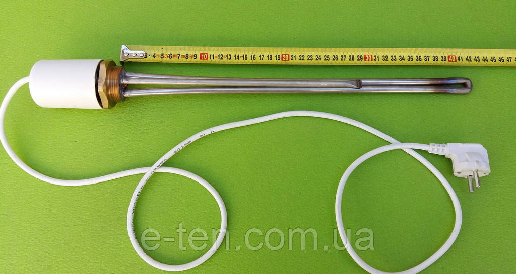 Тен нержавійка до чавунної батареї 2500W на різьбі 1 1/4" (Україна) з турецьким терморегулятором (з ковпаком), фото 1