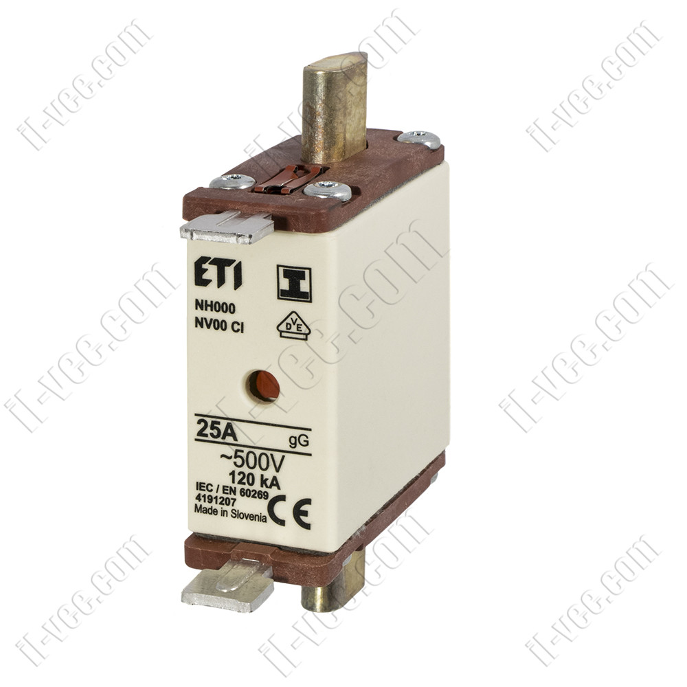 Запобіжник ETI NH000/I gG 25A/500V Арт. 4191207