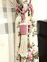 Кисти подхваты для штор цвет белый с розовым 57см ручная работа .