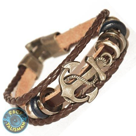 Браслет шкіряний BK-61 якір, фото 1