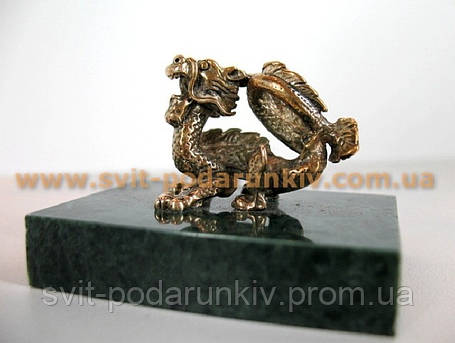 Оригінальний сувенір, бронзова фігурка Дракона, фото 2