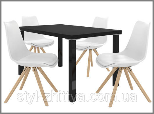 Набір "Amareto": стіл + 4 крісла чорний, білий - фото 1 - id-p575599186