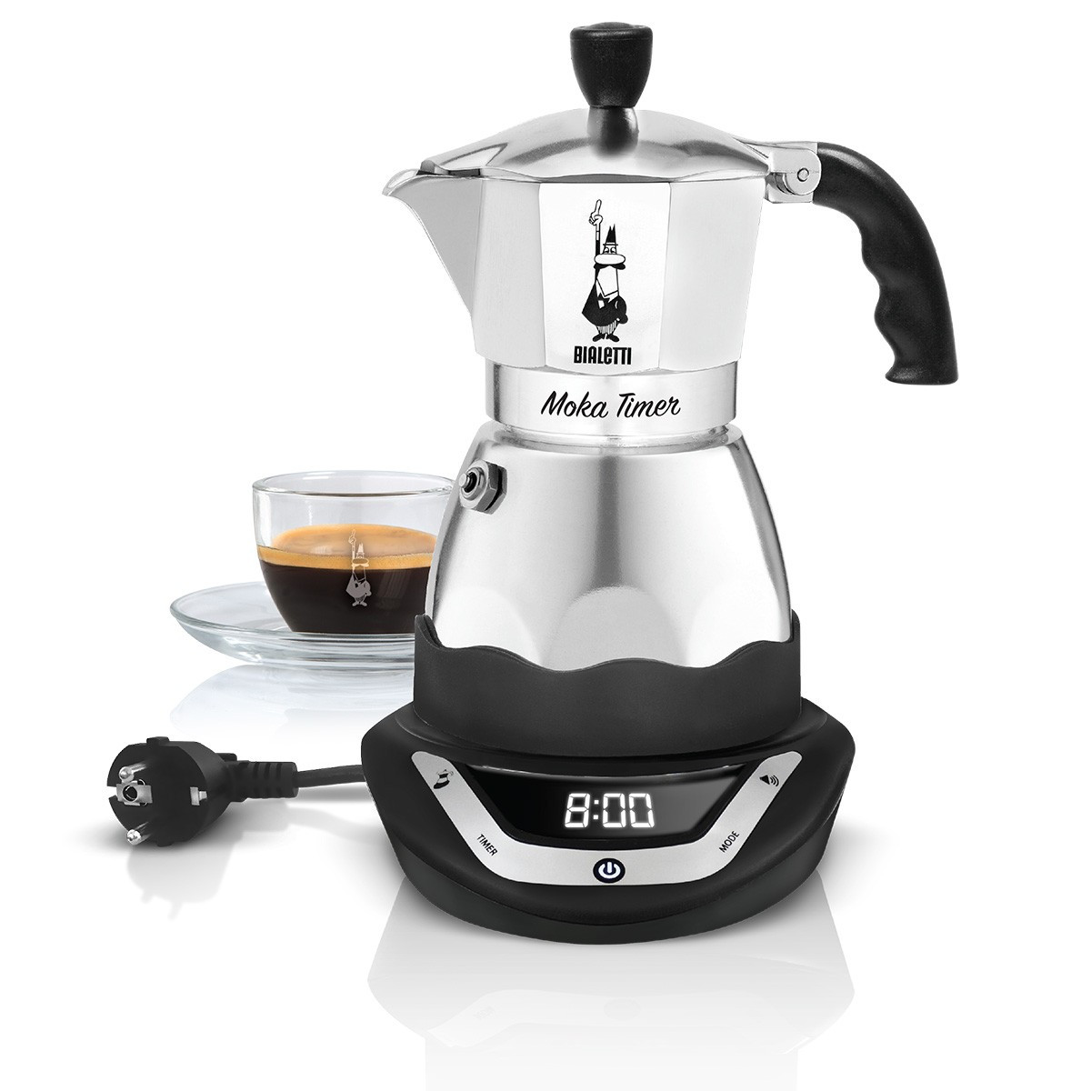 Електрична гейзерна кавоварка Bialetti Moka Easy Timer (6 cup - 300 мл)