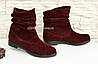 Черевики бордові жіночі замшеві вільного одягання, фото 2