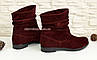 Черевики бордові жіночі замшеві вільного одягання, фото 3