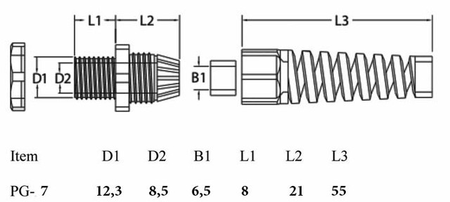купити кабельний ввід PG-7R з пружиною від перегину Введення кабельне PG-7 спіральний
