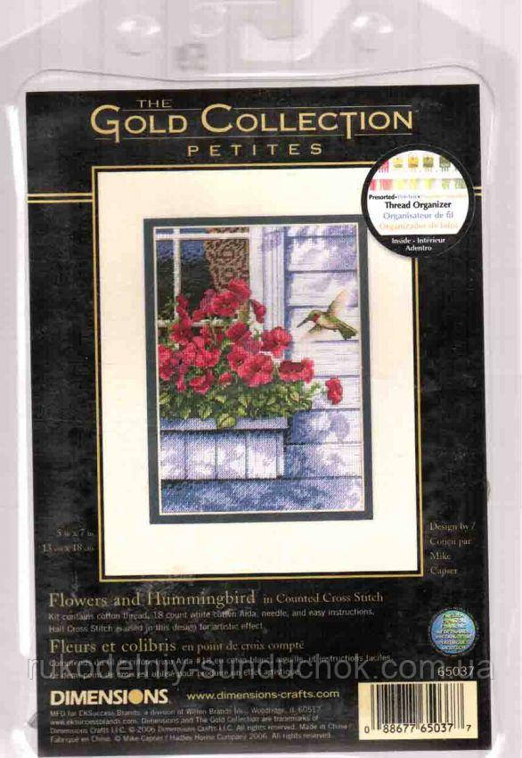 Набір для вишивання Dimensions 65037 Квіти і колібрі Flowers and Hummingbird, фото 1