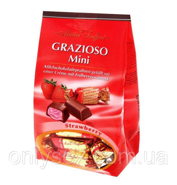 Шоколадні цукерки з полунично-кремовою начинкою Grazioso Mini, Maitre Truffout, 108 г