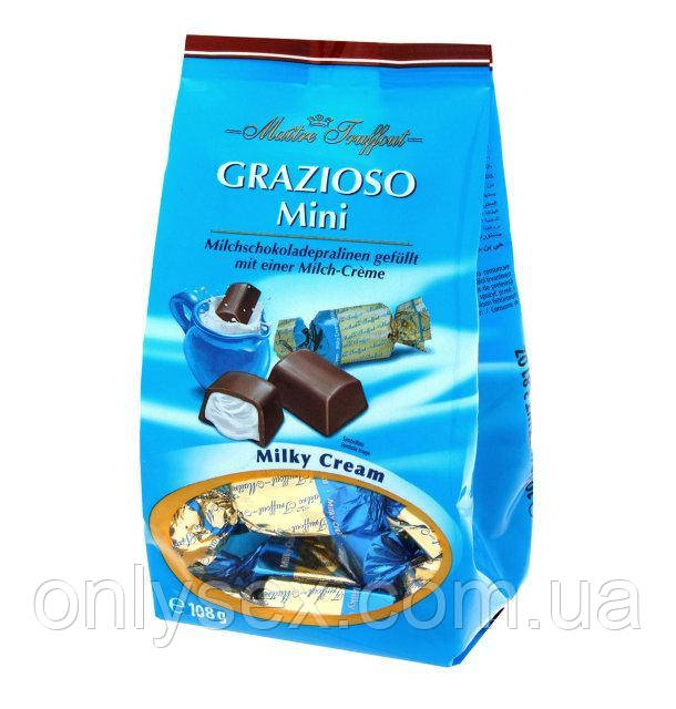 Шоколадні цукерки з молочною начинкою Grazioso Mini, Maitre Truffout, 108 г