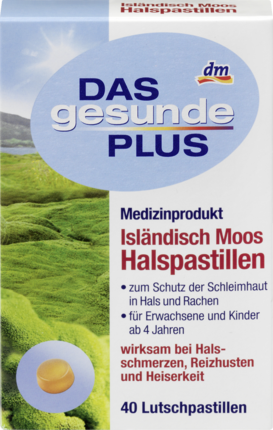 Льодяники від болю в горлі Das gesunde Plus Isländisch Moos, 40 шт. 