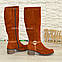 Руді чоботи жіночі замшеві на стійкому каблуці, фото 3