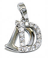 Кулон XР. Родій. Камені: білий циркон. Довжина: 1,8 см. Ширина: 12 мм