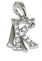 Кулон XР. Родій. Камені: білий циркон. Довжина: 1,9 см. Ширина: 10 мм.