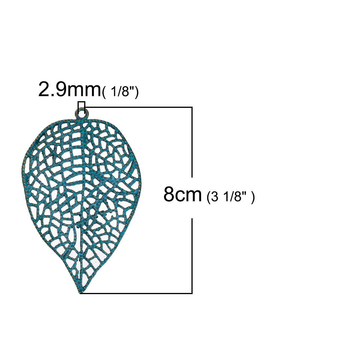 Подвескa, Лист, Античная Бронза, Ажурная резьба, Цинковый Сплав 80мм x 51мм - фото 2 - id-p575828213
